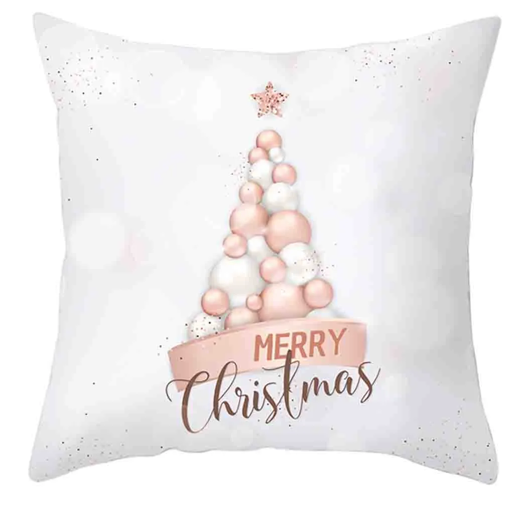 Розовый, золотой, розовый, Рождественский чехол для подушки в виде снежинок, рождественских шариков, звезд, наволочка для подушки, декоративная наволочка в скандинавском стиле