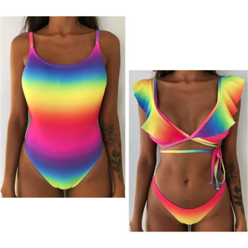 Женский комплект бикини с подкладкой бразильский монокини купальник купальный