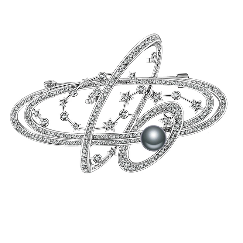 

Blucome Newest Planet Brooch Diamond Zircon Pins Women's Brooch for Coat Suit Bag Hijab Badge Wedding Party Jewelry Gifts.