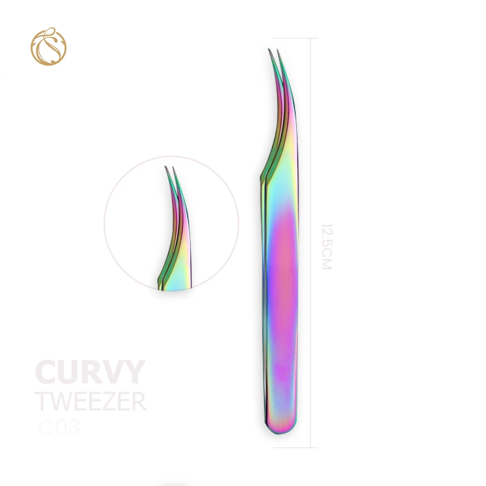 Профессиональный пинцет для ресниц из нержавеющей стали с изогнутым прямым