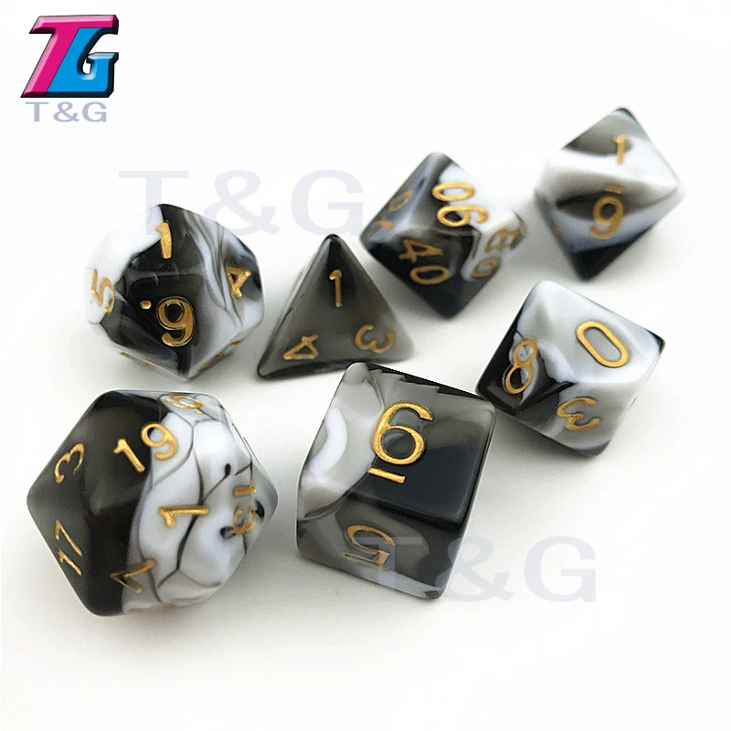 Децидер прозрачный и белый цвет игральные кости D4-D20 для ролевых игр партии игрушки 7 цветов