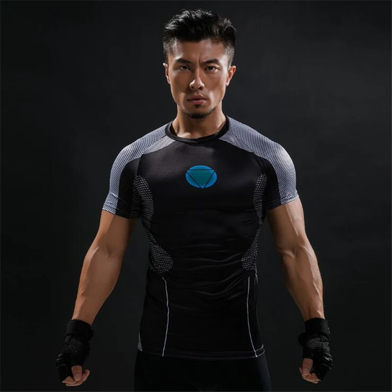 

3D Men's T-shirt Summer Polyester Blue Iron Man T-shirt Streetwear Fashion Men's Fitness Apparel Tops