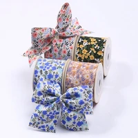 kewgarden matching floral printing ribbon diy bow hair accessories head flower hats shoes make materials gift packaging 10 yards