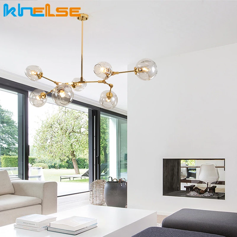 Современный стеклянный подвесной светильник для гостиной спальни Домашний