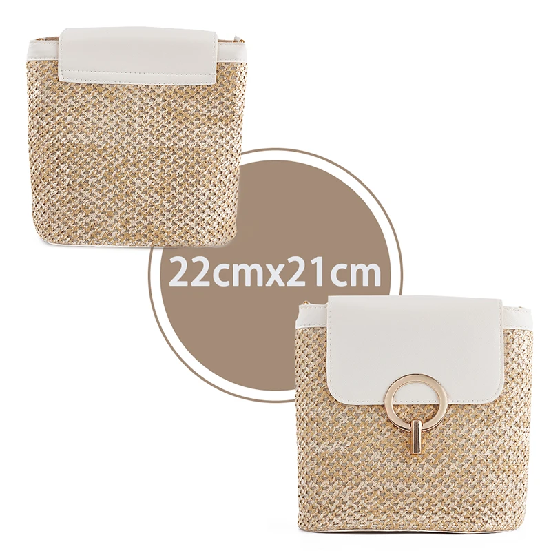 

Casual Chains Straw Bucket Bags Women Summer Messenger Bag Rattan Bags Beach Lady Travel Purses And Handbags Shoulder Bag