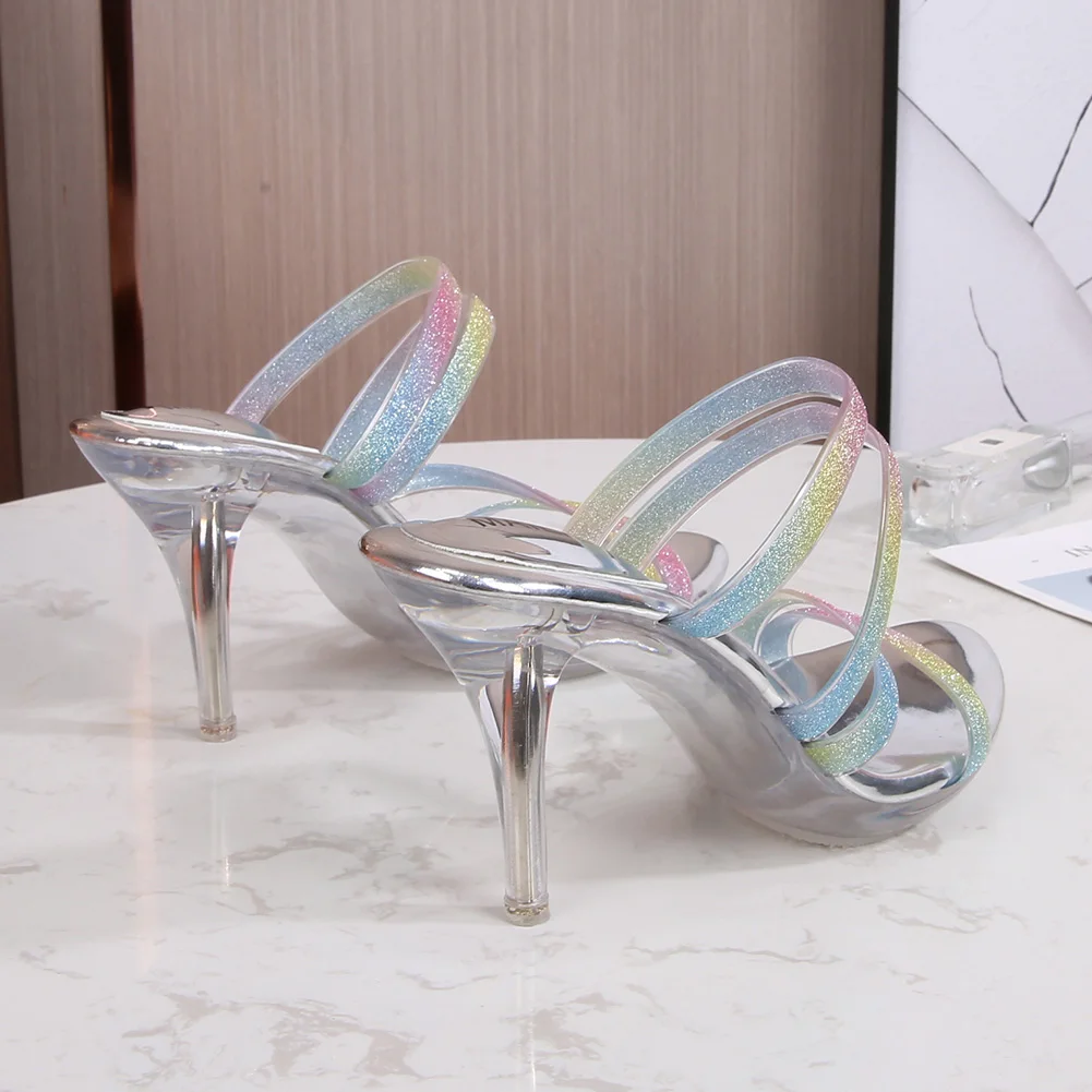 

Women's Sandals Sexy Crystal Clear Shoes Lady Transparent Girls 2021 Summer Designer Fashion High Heels Pumps Slippers