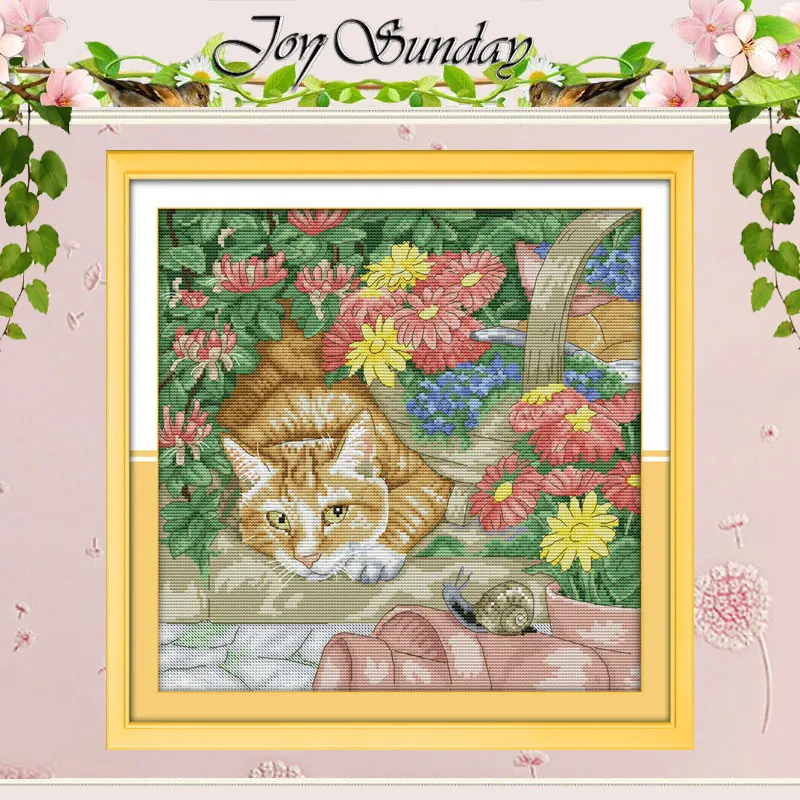 Cat and Snail Pattern Counted Cross Stitch 11CT 14CT Set Wholesale Animals Cross-stitch Kits Embroidery Needlework | Дом и сад