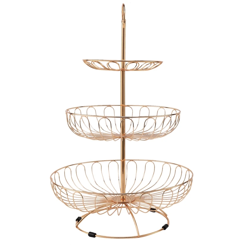 

Three Layer Storage Kitchen Home Bowl Detachable Metal Cake Stand Decorative Dessert Holder Round Fruit Basket
