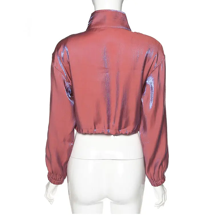 Горячая Распродажа женское короткое пальто на молнии с воротником стойкой и