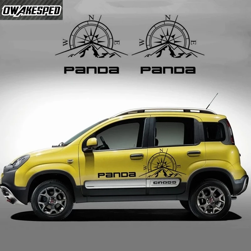 

For Fiat Panda 4X4 Cross Off Road Styling Sticker Compass Mountain Graphics Body Sticker Car Door Side Decor Vinyl Decal