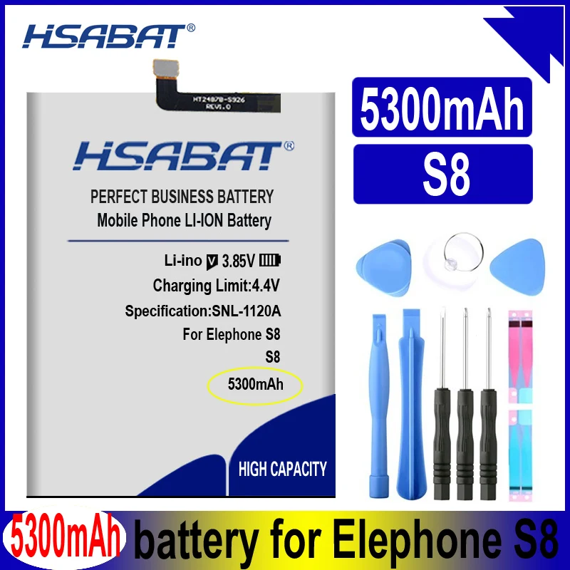 Аккумулятор HSABAT ELE-B013 S8 5300 мАч для Elephone 4G Android 7.1.1 6.0 батареи экрана |