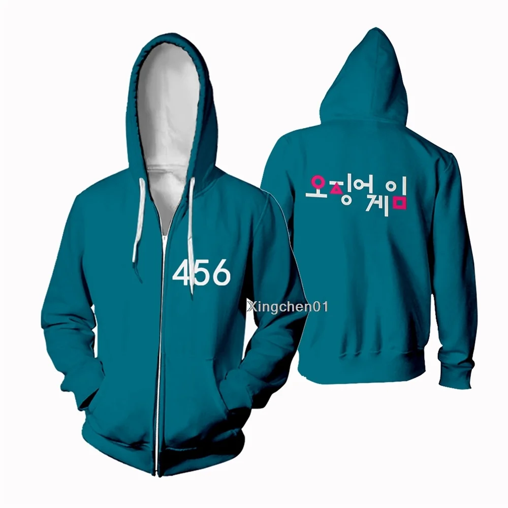 

Squid Game Merch Hoodie 456 218 Sweatshirt Jacket Cotton fleece cloth Casual Streetwear Pullovers