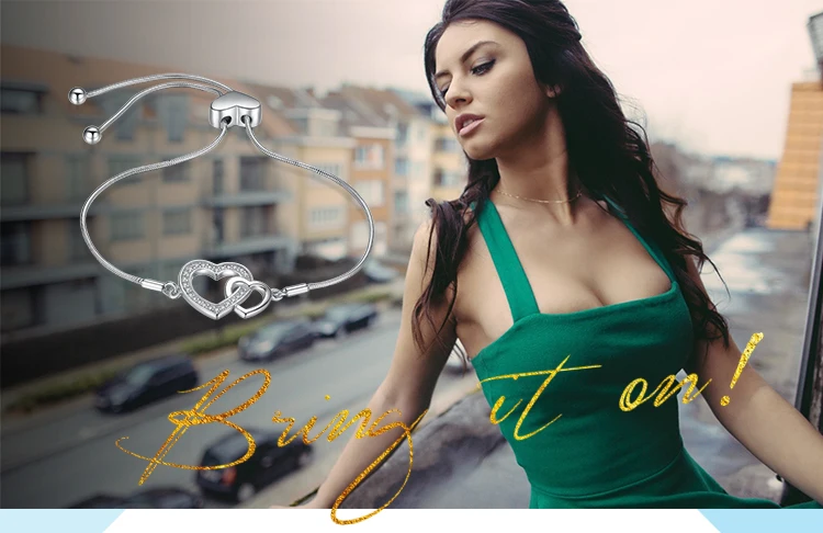 JewelryPalace переплетенных два сердца 0.2ct кубический цирконий регулируемый браслет стерлингового серебра 925 подарки для Для женщин украшений