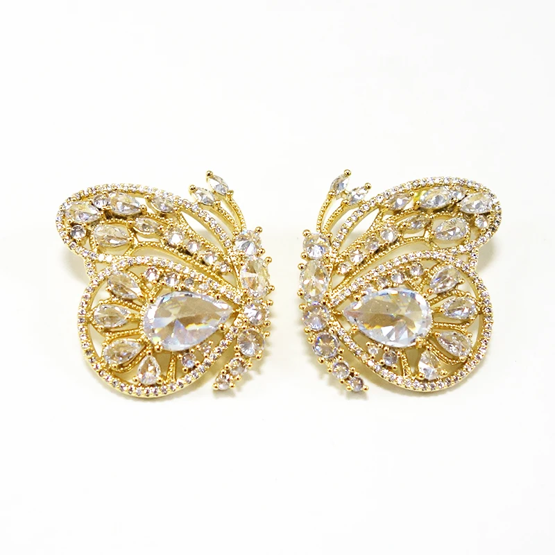 

925 silver needle Trendy Multicolor Butterfly Design Stud Earrings for Women Wedding Party Fashion Jewelry Gift 2020