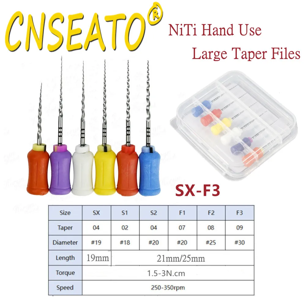 

6 шт., стоматологические эндодонтические NiTi-файлы для ручного использования, лечение корневого канала