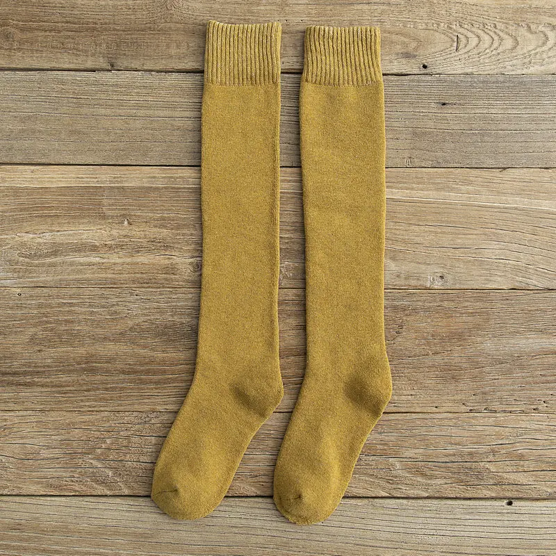 Women yellow Зимние новые мужские и женские носки хлопковые махровые плотные теплые длинные носки без пятки японские модные носки skarpetki calcetines mujer - Цвет: Women yellow