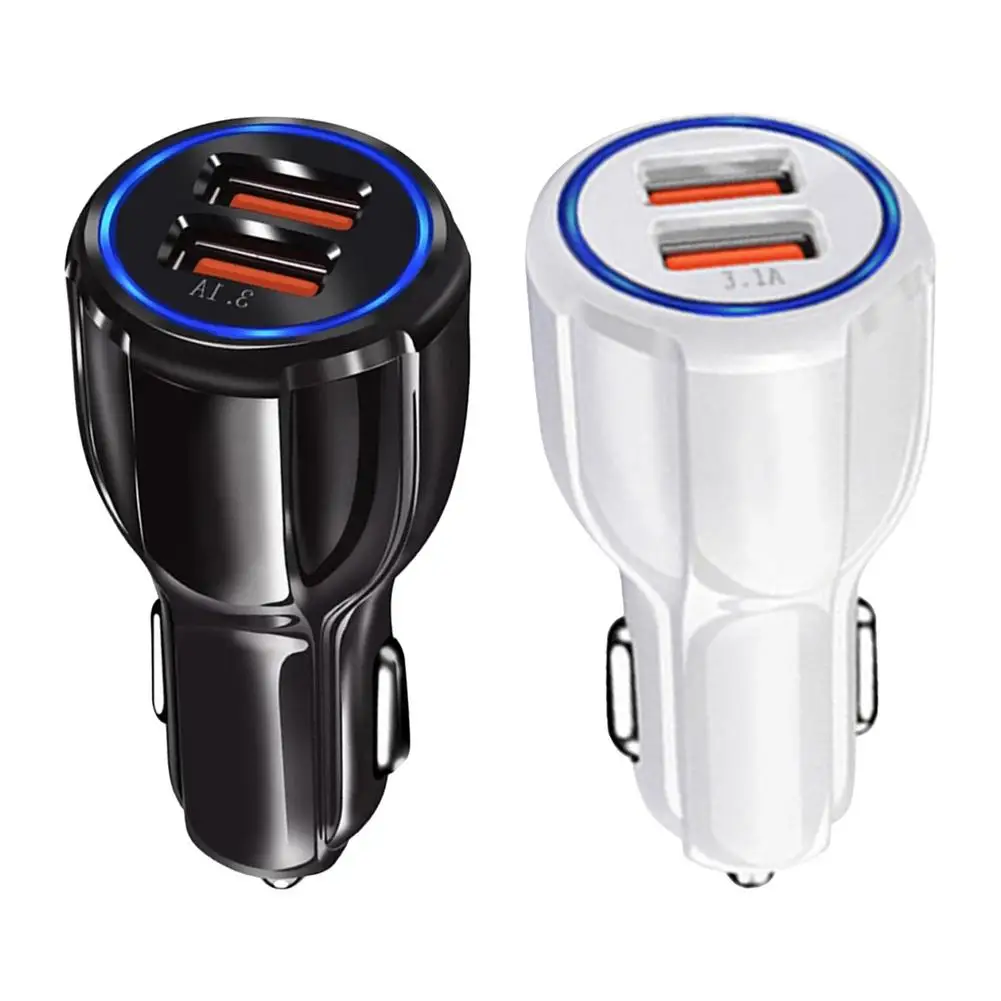 

Car Charger 3.1A Dual USB Ports For Phone Fast Charger Car Cigarette Lighter Power Adapter Socket Splitter For 12-24V