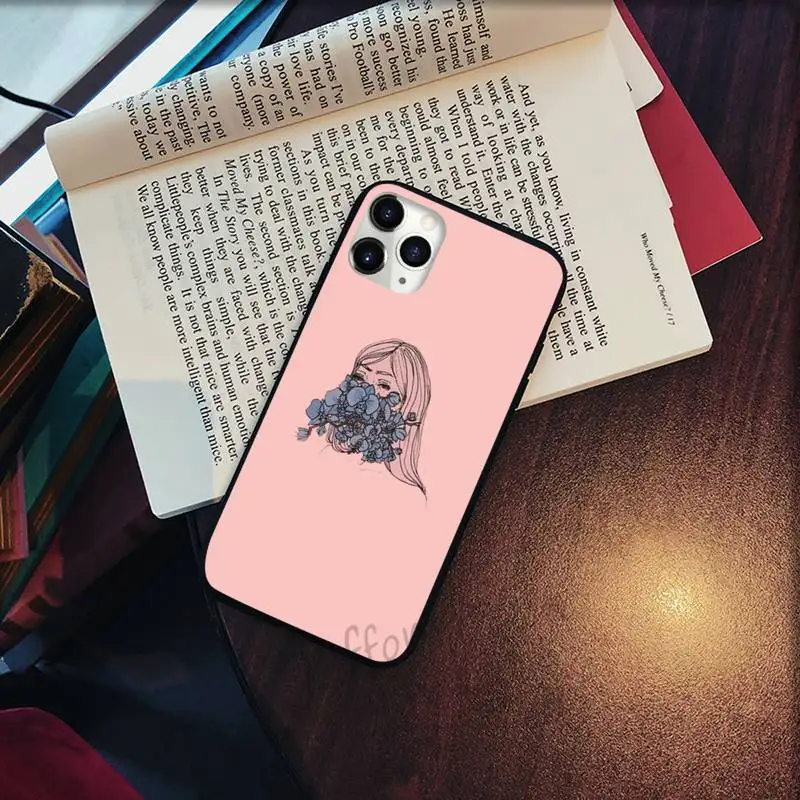 

Retro Art line pair love sun flower Phone Cases for iPhone 11 12 pro XS MAX 8 7 6 6S Plus X 5S SE 2020 XR Soft silicone