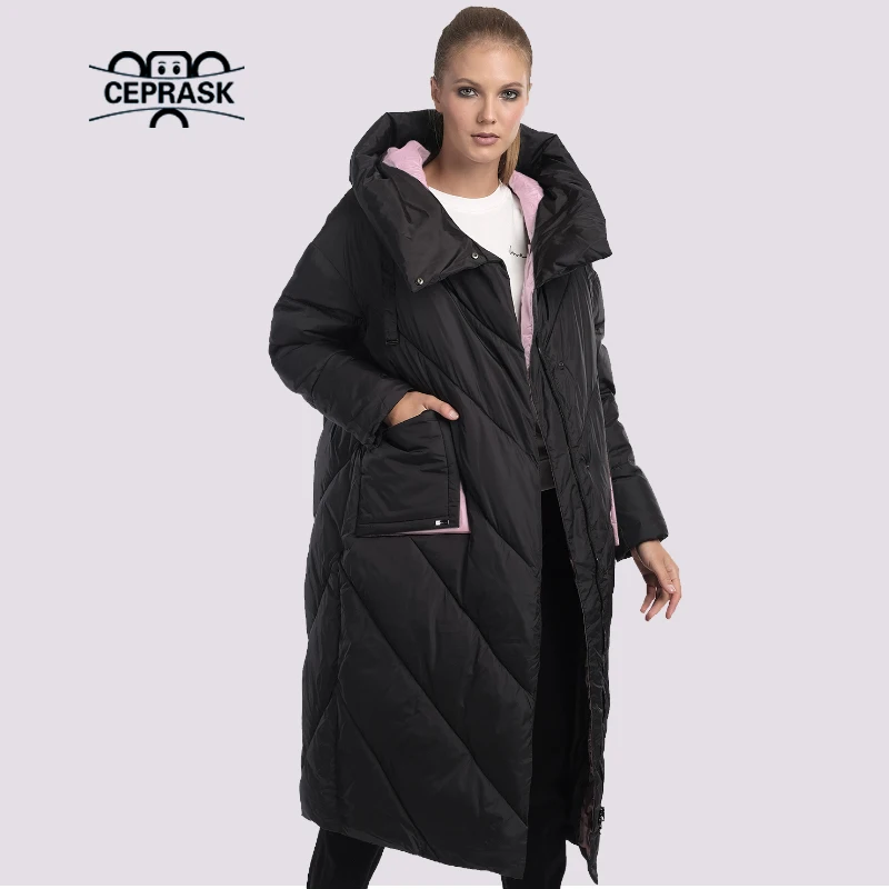 CEPRASK 2021 модная Свободная Женская зимняя пуховая куртка с капюшоном теплые