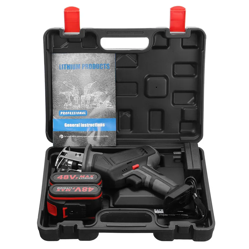 

48V Cordless Reciprocating Saw + 4 Saw Blades Portable Electric Saw Metal Woodworking Cutting Machine with 1/2 Batterys Charger