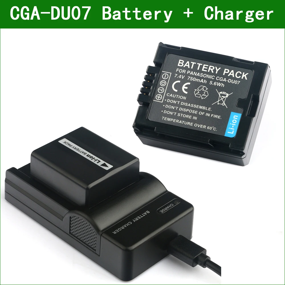 

CGA-DU07 CGA DU07 2pc Battery and Charger for Panasonic CGR-DU07 NV GS120 GS140 GS150 GS180 GS188 GS230 GS300 SDR H200 H250