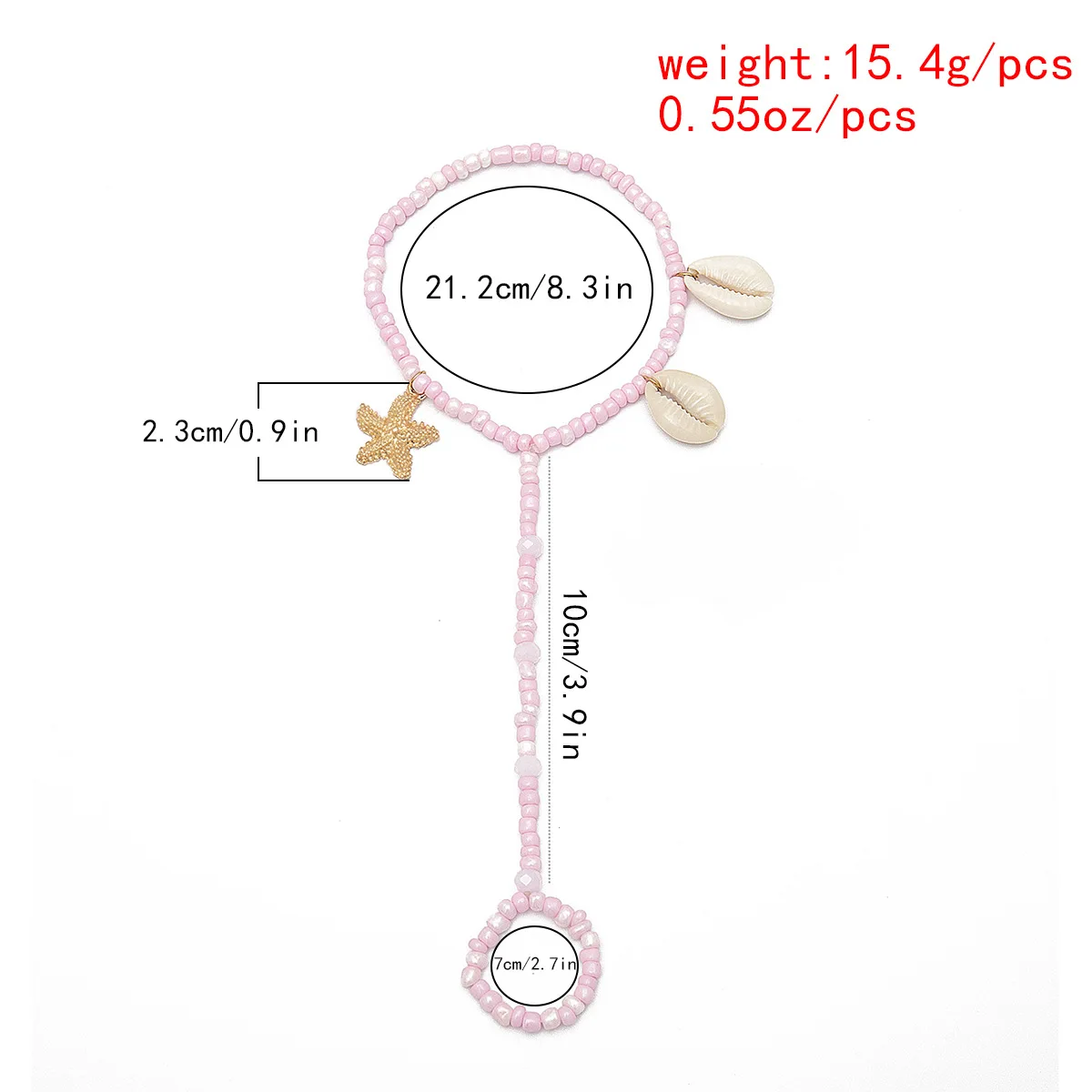 Браслет на ногу Женский из натуральной морской ракушки с подвеской в виде звезды