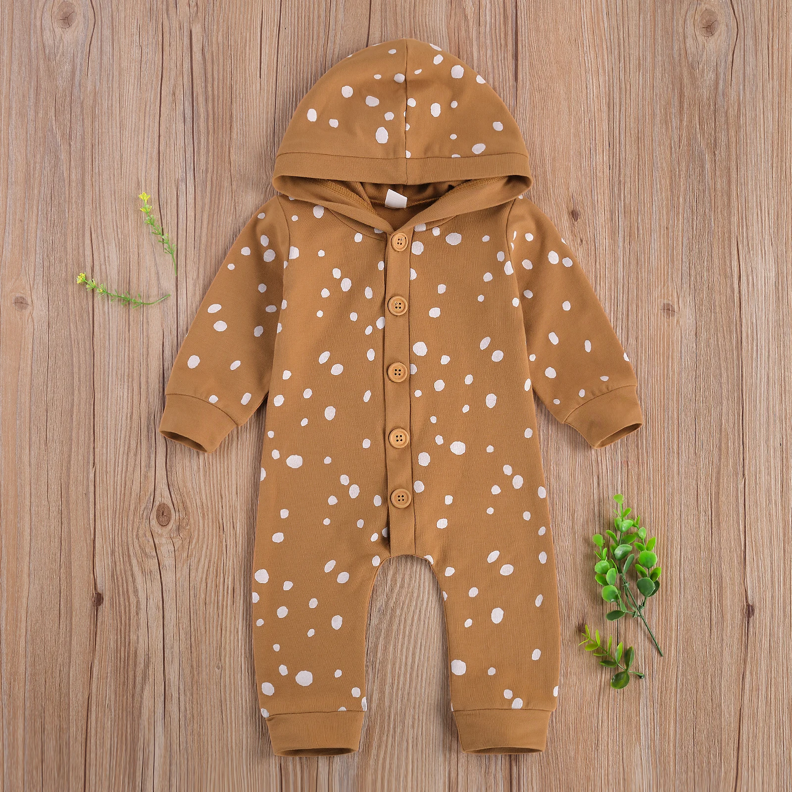 От 0 до 24 месяцев с узором в горошек Детский комбинезон для новорожденных