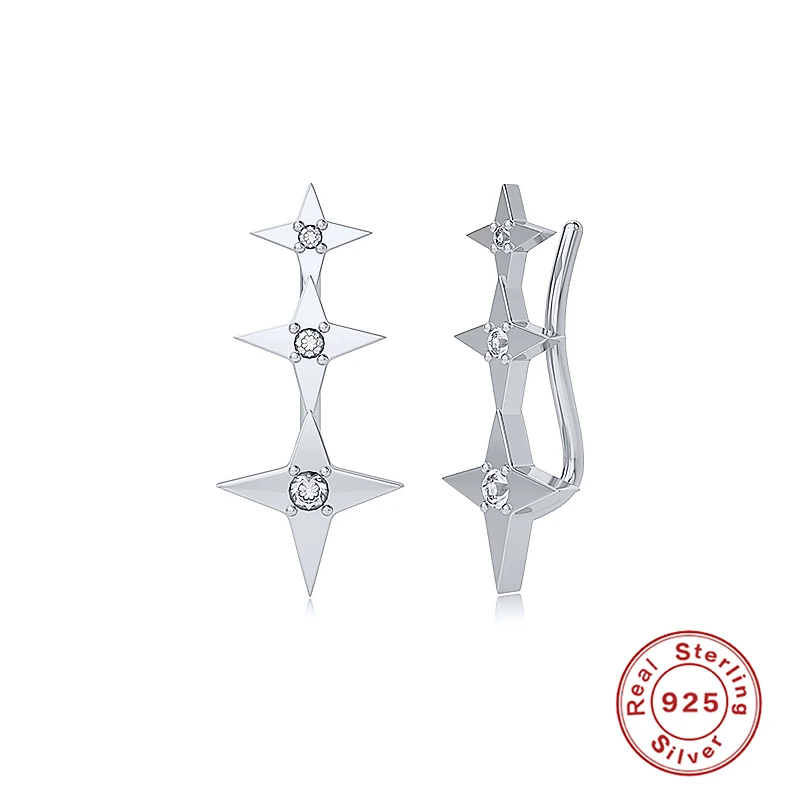 

BOAKO Pendientes Plata 925 Ins 4 Stars Earrings For WomenStud Earrings Cartilage Jewelry Ear Piercing Fashion Fine #2.3