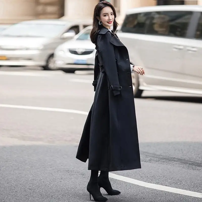 

Women 2020 Autumn Winter New Fashion Trench Coat Long Windbreaker Female Classic Trend Double-Breasted Slim Casual Outerwear R24