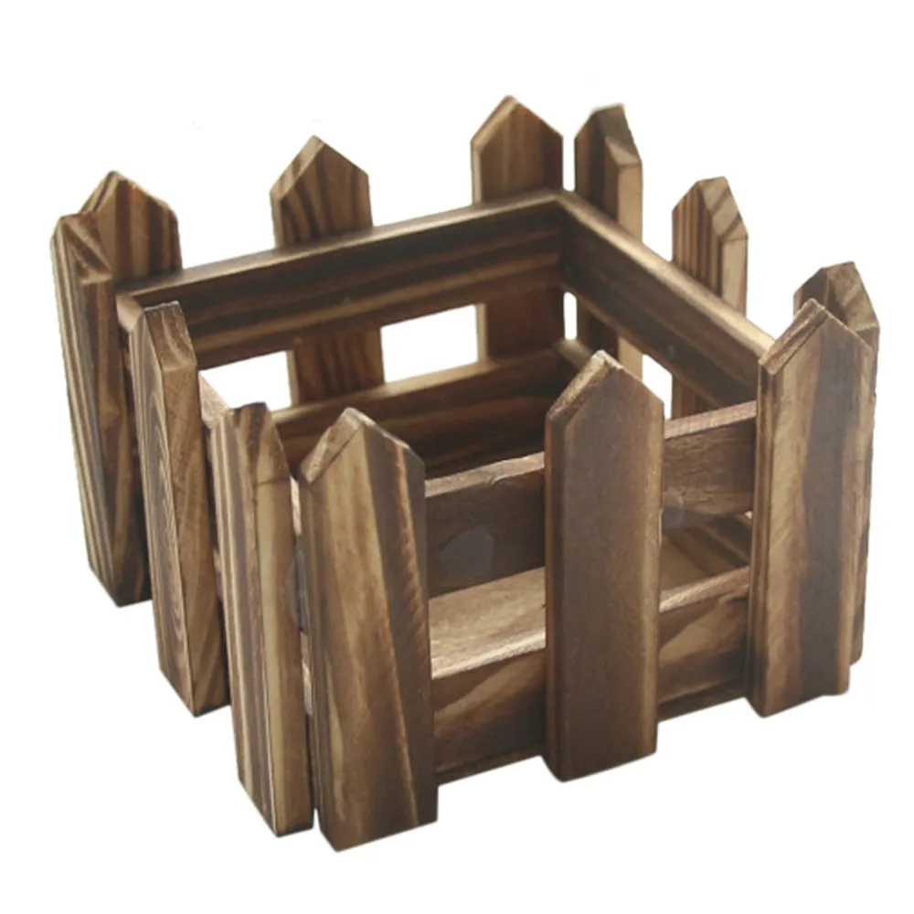 Деревенский стиль коричневый деревянный забор Цветочная корзина симпатичная