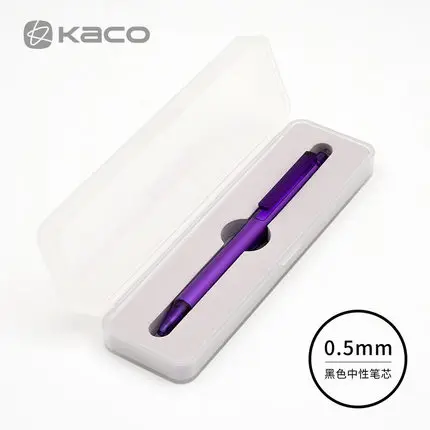 Xiaomi KACO, серия трубок, цветная гелевая ручка с чернилами, металлическая ручка, 0,5 мм, выдвижная, черная, гладкая, для письма, канцелярские принадлежности, для школы, офиса - Цвет: 1Purple with box