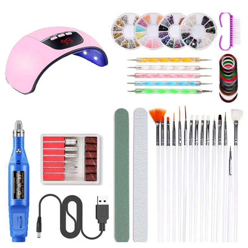 

Portable USB Nail Machine Set Polishing Pen File Set 54W UV LED Nail Light 3D Art Drill Dryer Nail Nail Polishing Tool