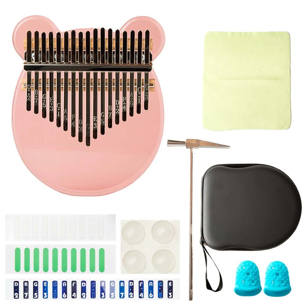 Калимба 17 клавиш прозрачное акриловое пианино в форме розового медведя