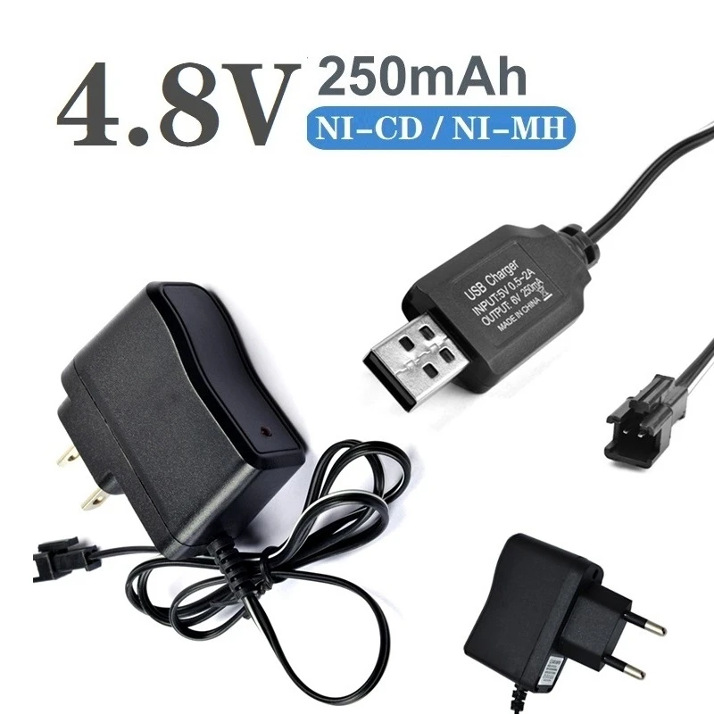 (SM SM-2P Plug) 10Pcs/Sets 4.8V 250mAh Charger For Ni-Cd Ni-MH Battery Pack for RC Toys Car Boat Tank Guns 4.8 v Charger