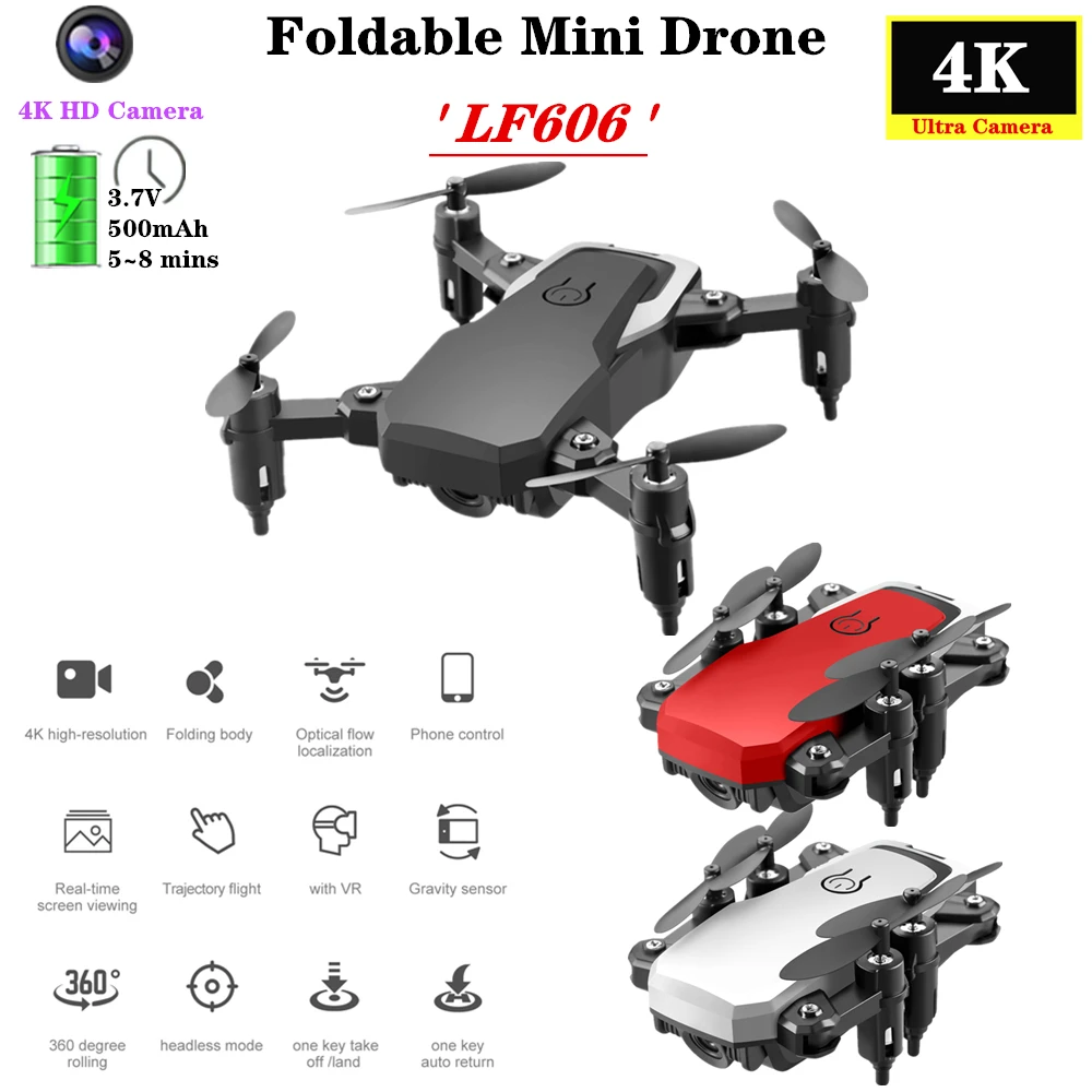 Мини Дрон 4K Wi Fi FPV HD камера БПЛА Безголовый режим возврат нажатием одним удержание