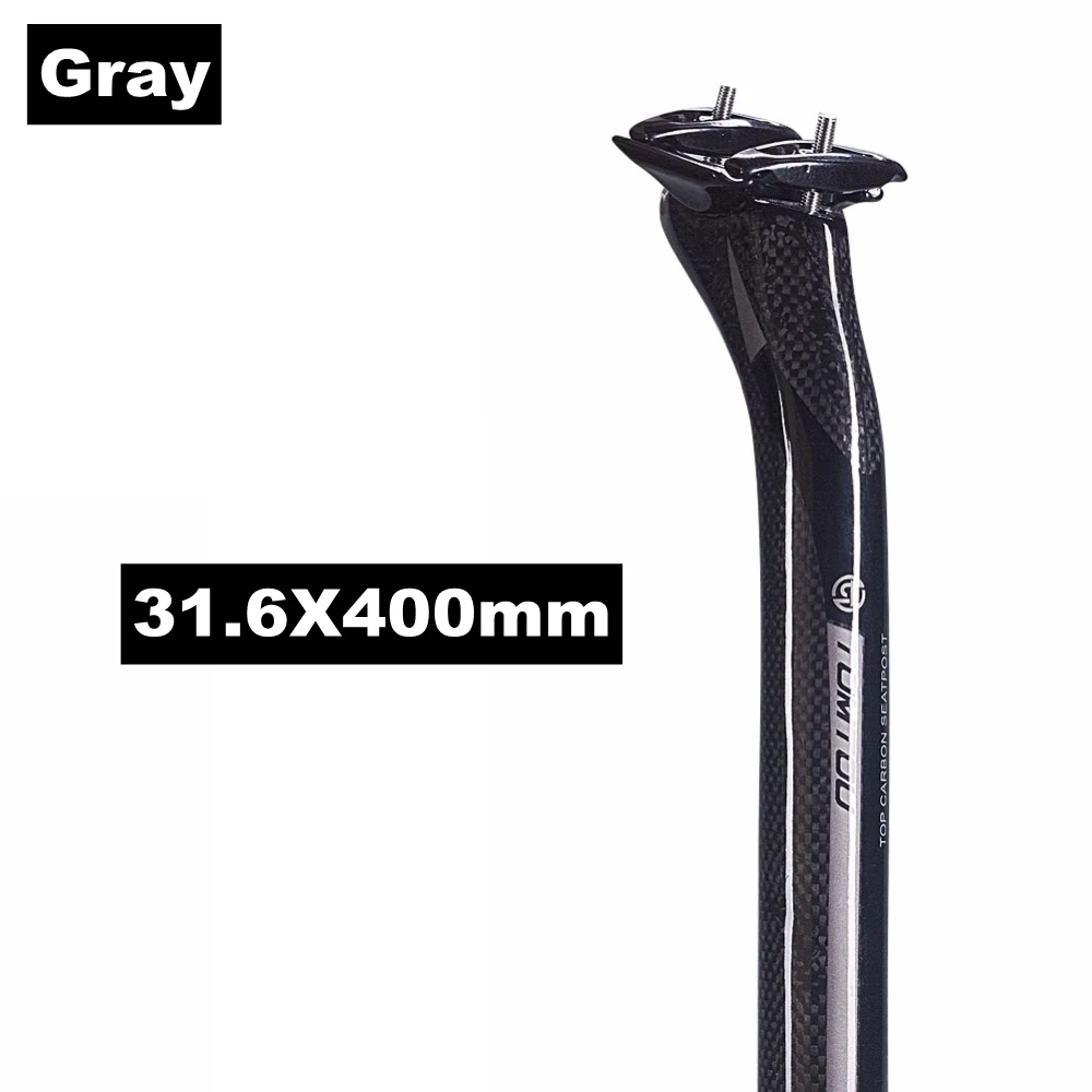 Gray 31.6X400mm TOMTOU назад на-25 градусов, для велоспорта, полные 3K из углеродного волокна, велосипедный Подседельный штырь 27,2/30,8/31,6*350/400 мм для дорожного/горный велосипед Запчасти - Цвет: Gray 31.6X400mm