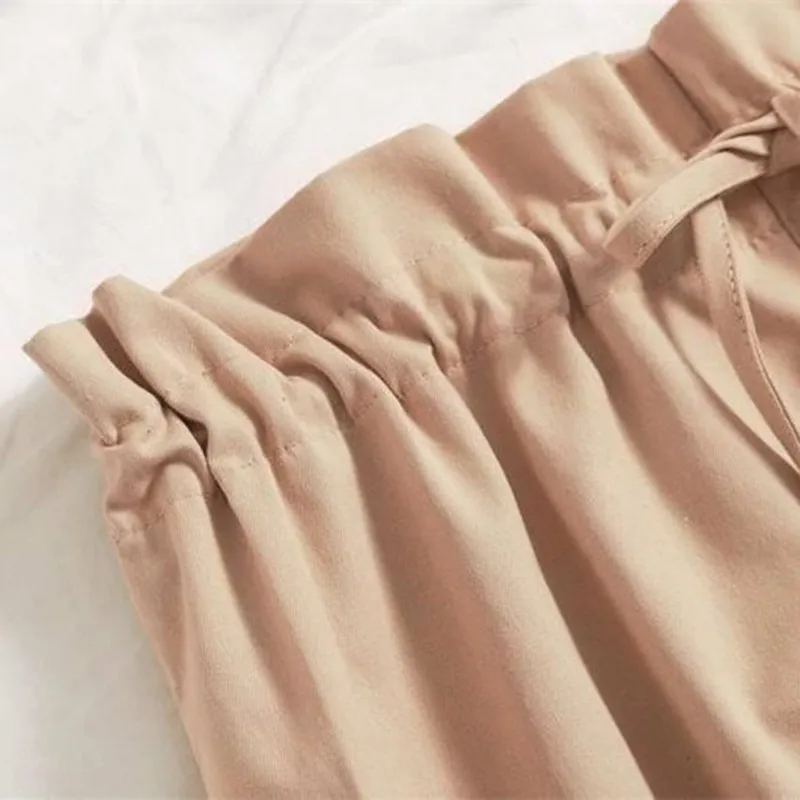 Женские шаровары цвета хаки в Корейском стиле, однотонные, с высокой талией, Осенние, повседневные, уличные, готические, свободные, консервативные брюки
