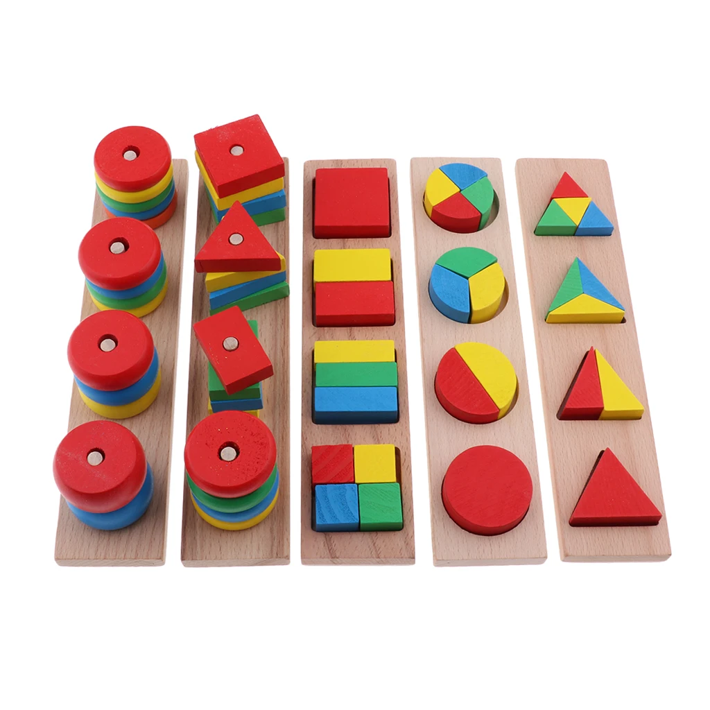 

Colors Shapes Stacking Wooden Puzzle Stacking Game Sorting Game Educational Toys