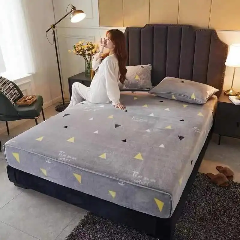 Зимняя теплая фланелевая эластичная повязка с мультяшным рисунком наматрасник