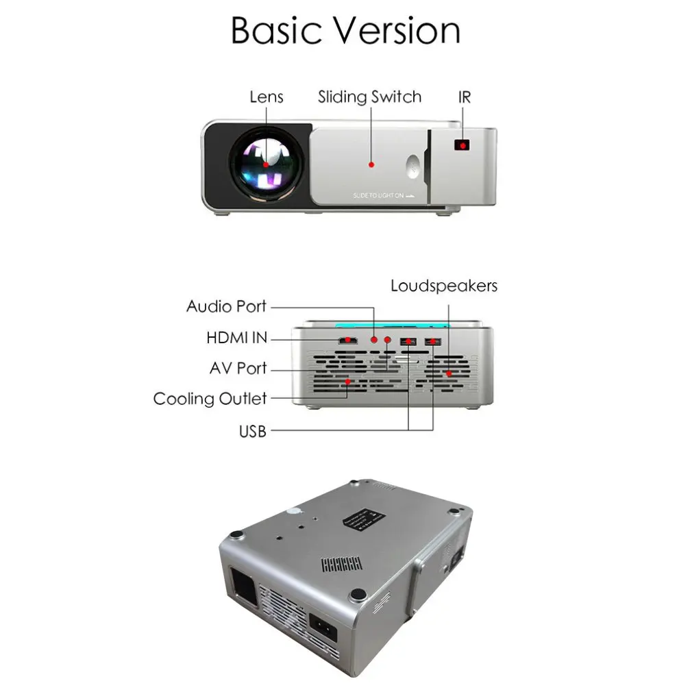 

T6 Full Hd Led Projector 4k 3500 Lumens HDMI-compatible USB 1080p Portable Cinema Proyector Beamer Hd Lcd Display Normal Version