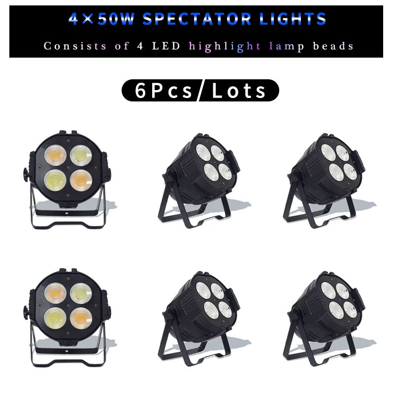 

6Pcs/Lots 200W COB 4x50W LED Par Stage Strobe Light, Warm White/Cool White, DJ Disco, Christmas, Stage Show