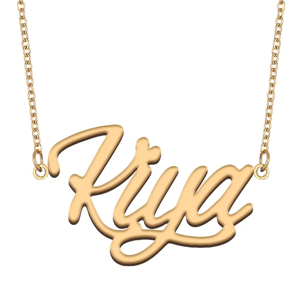 

Kiya Nameplate Necklace for Women Stainless Steel Jewelry Gold Plated Name Chain Pendant Femme Mothers Girlfriend Gift
