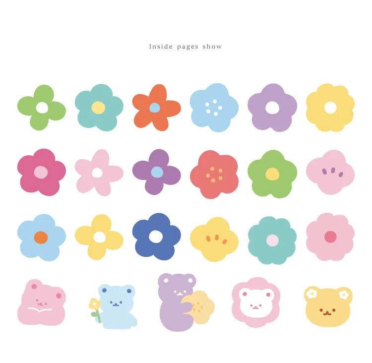 

46PCS/PACK Kawaii Cute Bear Flower Sticker Paper Stickers Marker Book Diary School Stationery Scrapbooking Bullet Journal sl2326