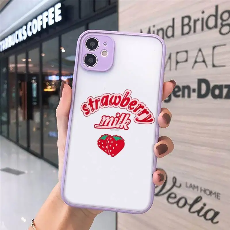 

Cartoon fruit strawberry cherry Phone Cases matte transparent For iphone 7 8 11 12 plus mini x xs xr pro max cover
