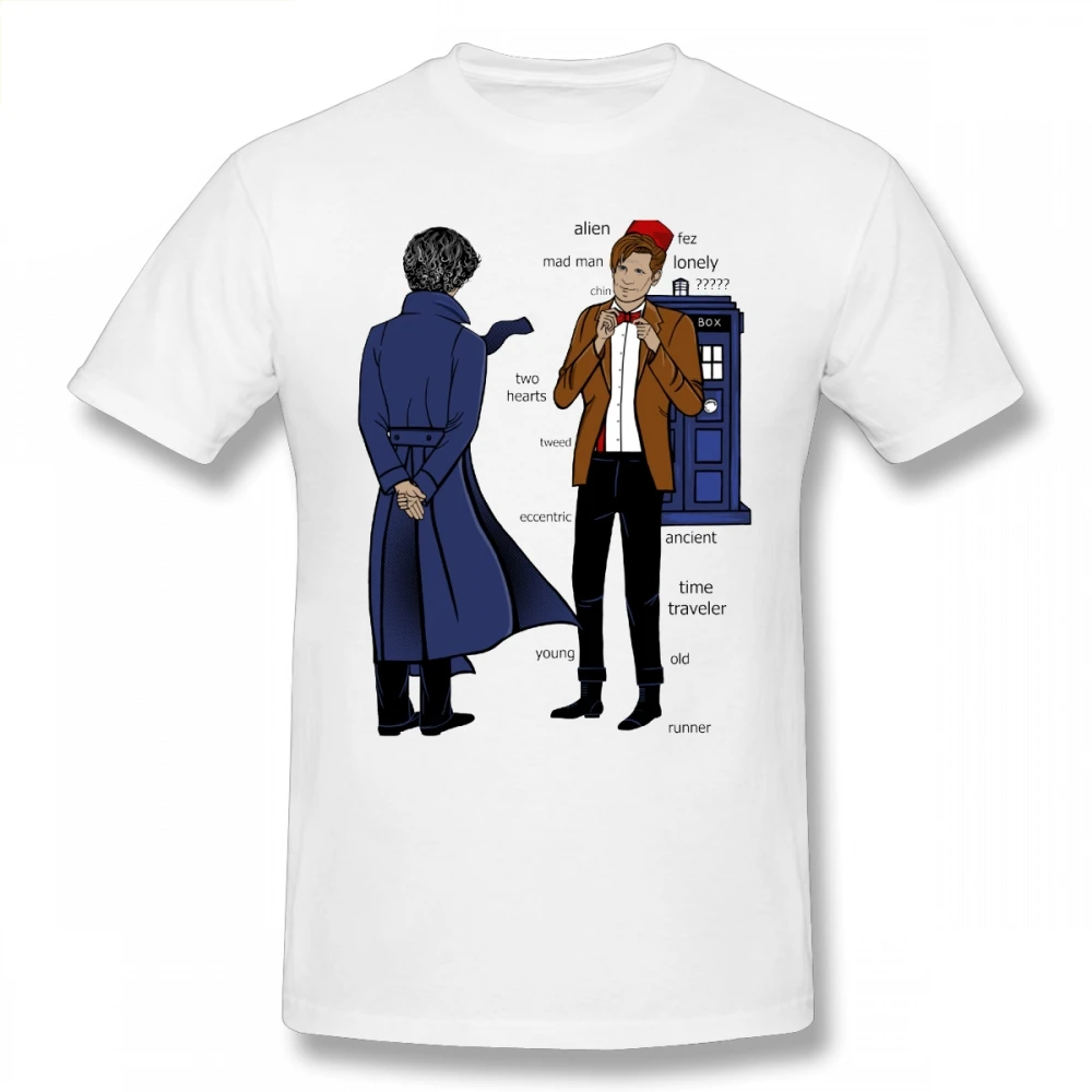 

Sherlock Meets The Doctor Who Summer T Shirt Random Men T Shirt Cotton Big Size Short Sleeve T Shirts