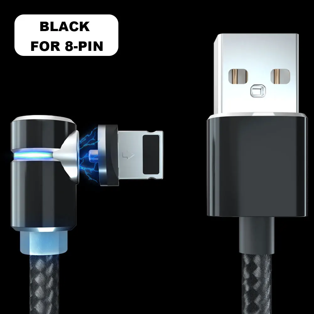 Black for iphone Vanniso 2 м 2.4A Быстрый Магнитный кабель для iPhone XS X XR 7 Micro USB быстрое зарядное устройство Тип C Магнитный шнур телефонный кабель для samsung A50 - Цвет: Black for iphone