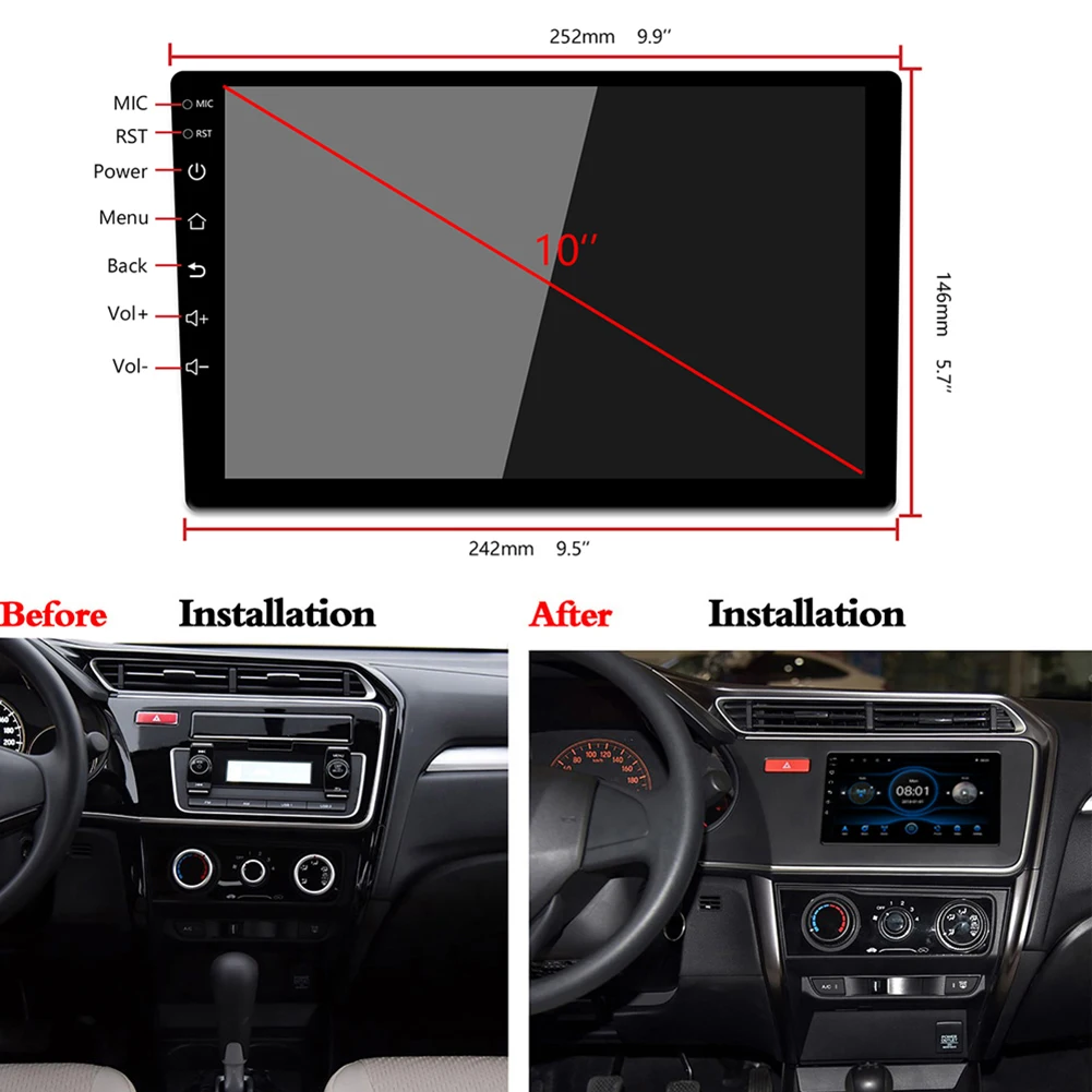 

10.1 Inch Android Car Reversing Video With Built-in Bluetooth 4.0 Car Radio GPS Navigation Bluetooth USB Player 2G DDR3 + 16