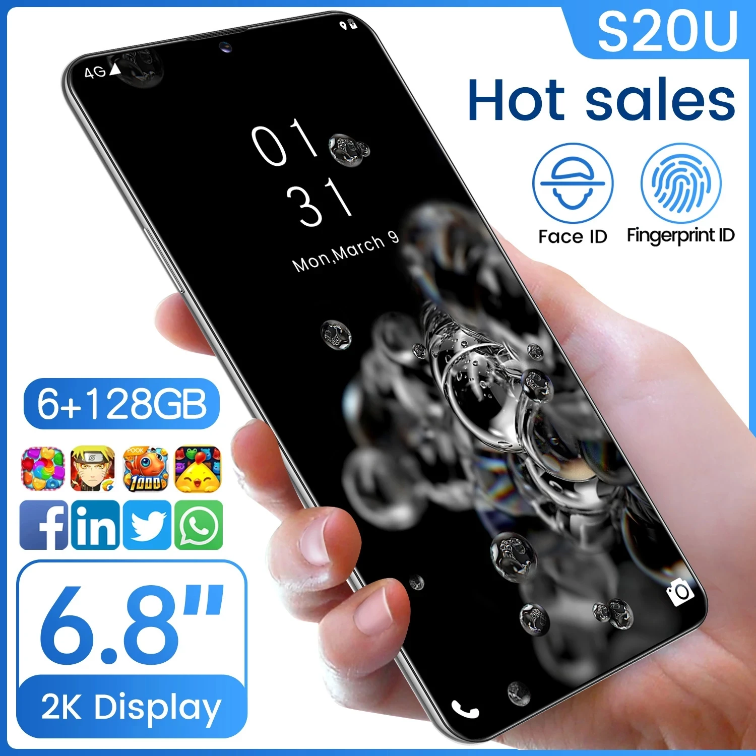 

2020 Newest 6.8 Inch Galay S20U Network MTK 6889 Smartphone Camera 12G RAM 512G ROM Octa Core Global Version Mobile Phone