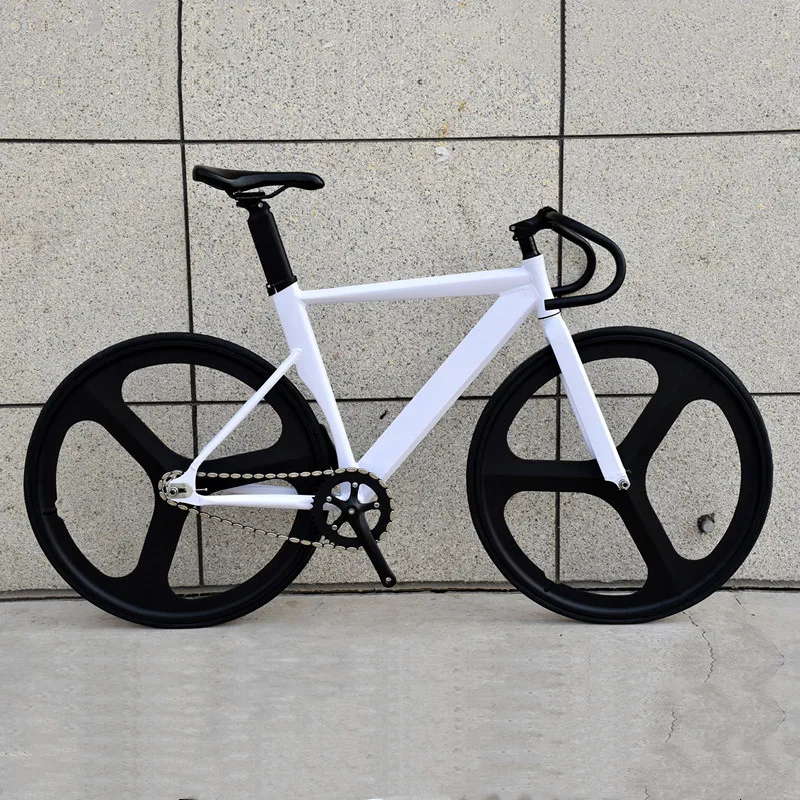 Bicicleta de piñón fijo 700C, estructura de aleación de aluminio Muscular, 48cm, 52cm, 56cm, Fixie, con rueda de 3 radios y freno en V