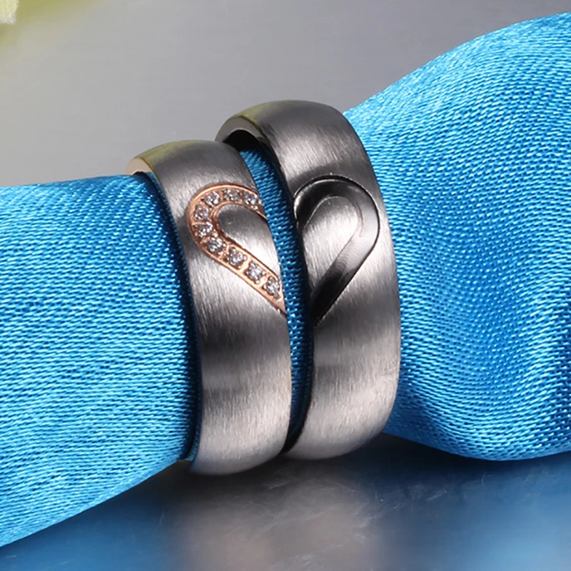 Цельнокроеное платье его и ее любящее сердце Свадебные обручальные кольца